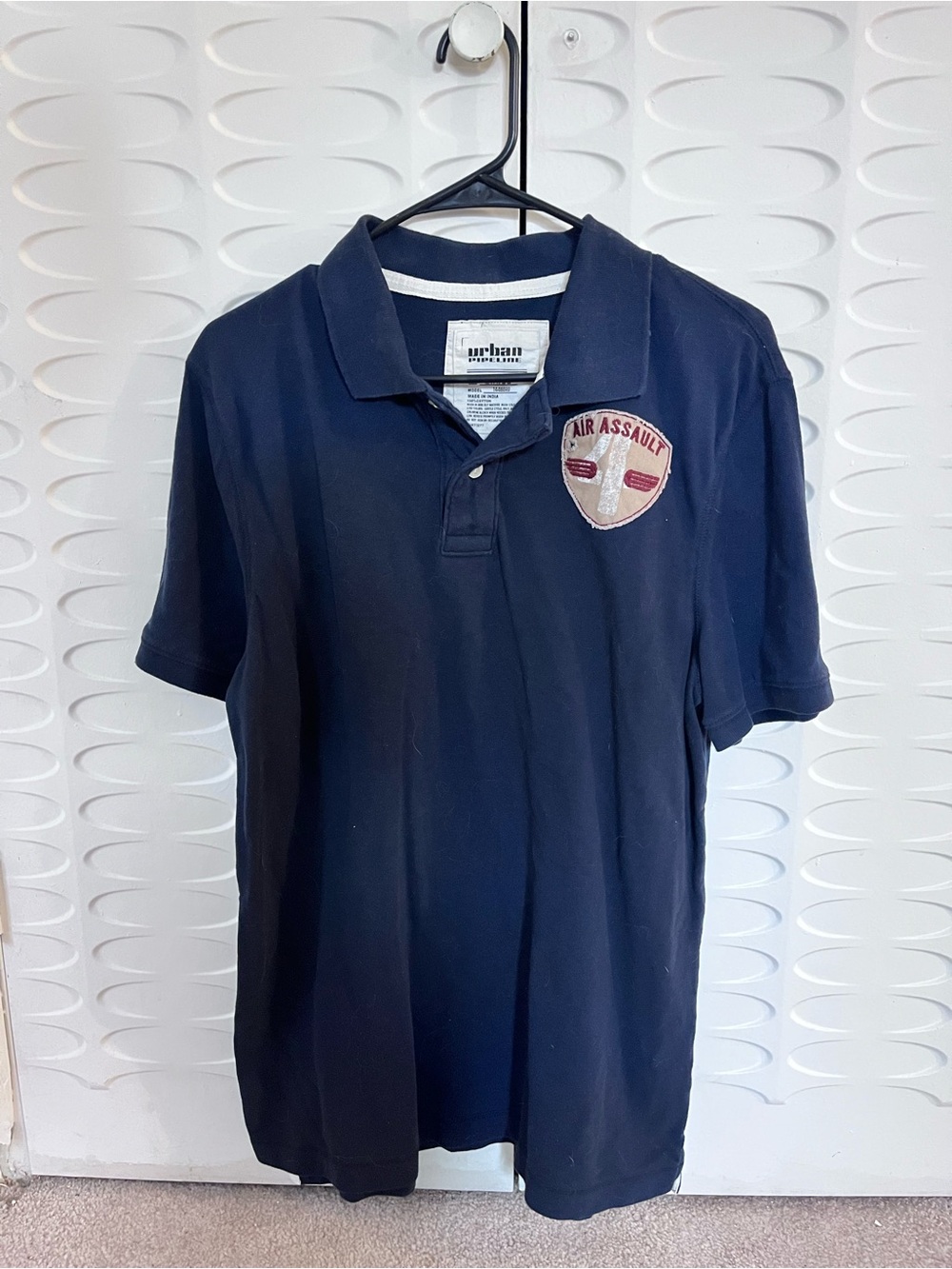 Urban Pipeline Men’s Large Vintage Air Assault Fighter’s Club Polo Navy Blue
